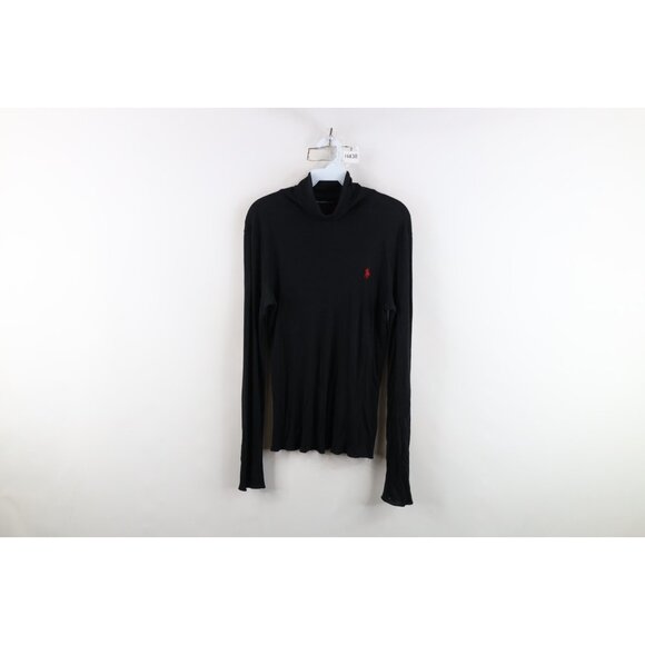 Vintage 90s Ralph Lauren Womens Large Distressed Thermal Knit Turtleneck T-Shirt - Picture 1 of 14